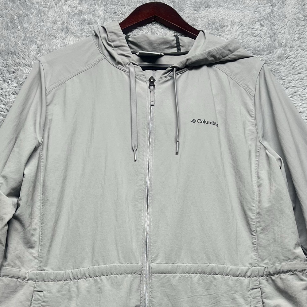 Columbia Jacket Womens XL Gray Full Zip Omni Shade Roll Tab Sleeve Lightweight - Picture 3 of 15